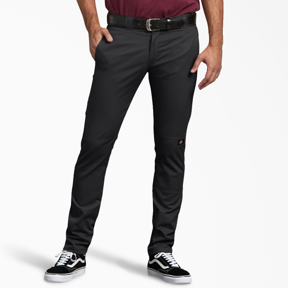 Skinny Fit Straight Leg Double Knee Work Pants